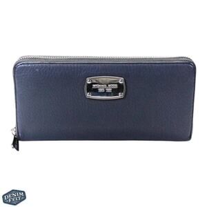 Michael Kors Gray Pebble Leather Large Zip Around Multi Pockets Wallet